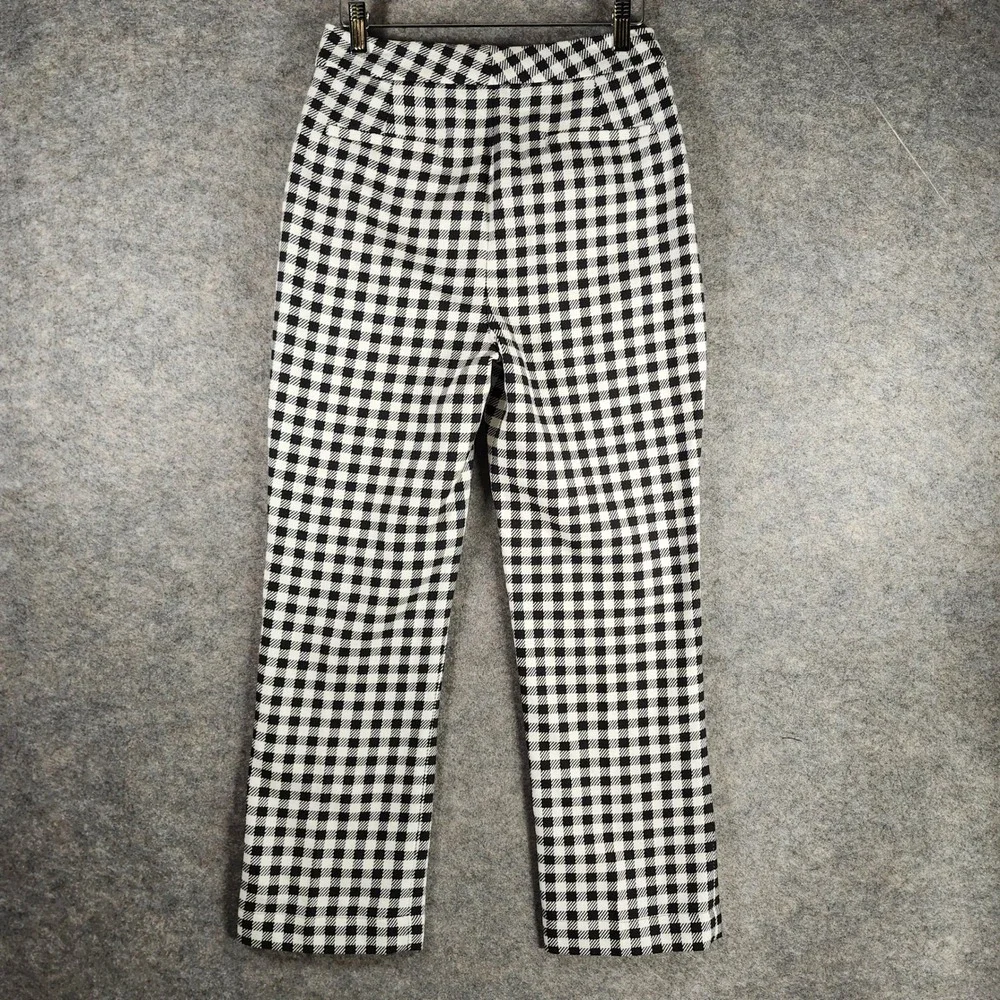 Kate Spade New York Gingham Cropped Pants‎ Women's Size 0 Black White Checkered